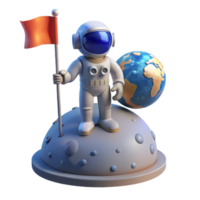 notable coastal A lone astronaut plants a glowing flag on a desolate, alien planet, the Earth visible as a small blue marble in the distance. Realistic style, dramatic lighting sharp png