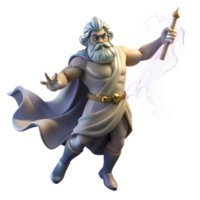 harmonious gorgeous A powerful Zeus hurling a thunderbolt from Mount Olympus, lightning illuminating the scene, dramatic and powerful, fine detail png