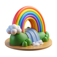 remarkable abstract A rainbow arcing over a waterfall, vibrant and colorful, magical and whimsical style 4K png