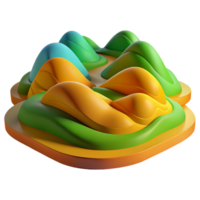 enchanting inspired An abstract landscape composed of rolling hills and valleys, rendered in vibrant, contrasting colors png