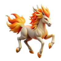gorgeous sought after A powerful kirin with a flaming mane and tail, galloping across a plain, Japanese art style png