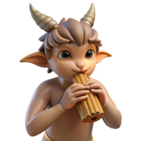 dramatic exemplary A mischievous satyr playing a pan flute in a sun drenched forest, dappled sunlight, rococo style png