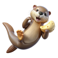 splendid industrial A playful sea otter floating on its back, holding a seashell, calm ocean water, whimsical illustration style exclusive png