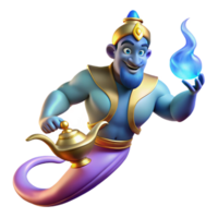 gorgeous impressionist Portrait of a powerful genie emerging from a lamp, magical lighting, fantasy art style authentic png