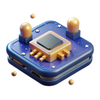 pristine standout A single circuit board floating in space, stars reflecting on its surface, science fiction style png