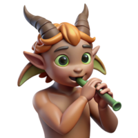 extraordinary iconic A mischievous satyr playing a flute in a sun drenched forest glade, Impressionist painting style png