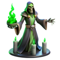 dynamic mesmerizing A sinister warlock performing a ritual in a dark forest, eerie green lighting, dark fantasy style authentic png