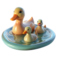 dramatic fascinating A family of ducks swimming in a tranquil pond, ripples spreading across the water s surface, illuminated by soft, diffused light. Impressionistic style, pastel colors 4K png