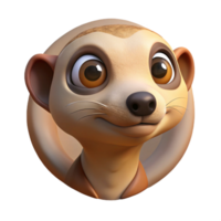 exquisite acclaimed A curious meerkat peering out from its burrow, desert landscape, Pixar animation style png