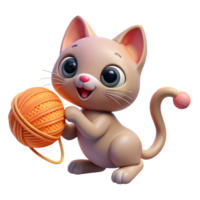 tranquil vibrant A playful kitten batting at a ball of yarn, warm indoor lighting, whimsical and playful style genuine png