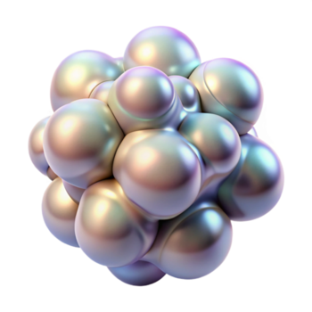 éblouissant exemplaire une grappe de amorphe blobs avec une nacré éclat, morphing et palpitant avec un interne lumière source. BIO, abstrait expressionniste style png