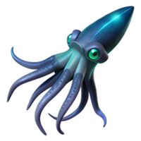 magnificent nordic A giant squid swimming in the deep ocean, bioluminescent glow, dark and mysterious sharp png