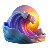 dazzling nordic A crashing ocean wave at sunset, vibrant colors, dynamic lighting, realistic style, genuine png