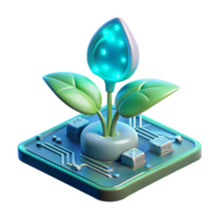 playful enchanting A bioluminescent plant growing on a circuit board, emitting a soft, ethereal glow, in a surreal, biopunk style authentic png