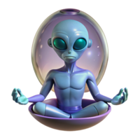 wonderful mid century A humanoid alien with iridescent skin, meditating in a zero gravity chamber, soft lighting, surreal style, refined png