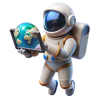 quintessential artistic A lone astronaut floating in space, holding a transparent tablet displaying a live feed of Earth, realistic style, dramatic lighting handcrafted png
