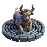 bold serene A fearsome minotaur charging through a labyrinth, its horns lowered in attack. Dark, claustrophobic lighting, Greek mythology style high resolution png