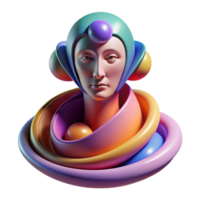 hypnotic iconic Portrait of an abstract figure composed of swirling colors and geometric shapes, evoking a sense of mystery and wonder, lit by an unseen light source, in a surreal style png