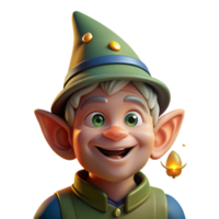 dazzling joyful baroque Portrait of a whimsical gnome with a pointed hat and mischievous grin, illuminated by the flickering light of a firefly luxury png