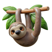 mesmerizing passionate renaissance A sloth hanging upside down from a tree branch, rainforest setting, soft diffused light gallery standard png