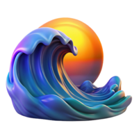 melancholic wonderful A crashing ocean wave at sunset, vibrant colors, dynamic lighting, realistic style, handcrafted png