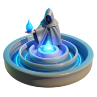 radiant unforgettable A mysterious oracle gazing into a swirling pool of water, ethereal blue lighting, symbolist style png