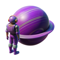 playful immaculate A lone astronaut, stranded on a desolate, purple hued planet, gazing at a colossal, ringed gas giant in the sky, cinematic lighting, hyperrealistic style refined png