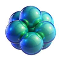 radiant distinctive Interlocking, translucent orbs of varying sizes, in a gradient from emerald green to sapphire blue, lit by a single, focused spotlight, in a minimalist style png