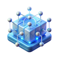 glorious joyful geometric A quantum computer processing complex algorithms, represented by glowing lines and nodes, bathed in soft blue light, in an abstract, minimalist style high quality png