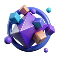 majestic calm tropical A cluster of geometric shapes, floating and rotating in space, with dramatic backlighting, in a constructivist style fine detail png