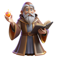 sought after coastal A wise old wizard casting a spell in a dusty library, candlelight, Renaissance painting style high quality png