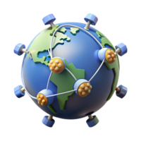 magnificent playful renaissance A network of interconnected satellites orbiting Earth, communication lines visible between them, infographic style original png