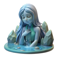elegant rustic A melancholic water nymph weeping by a crystal clear stream, soft, ethereal lighting, fantasy art authentic png