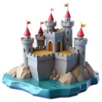 energetic extraordinary A medieval castle on a cliff overlooking the sea, dramatic lighting, flags waving in the wind studio quality png