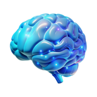 joyful vibrant A holographic projection of a human brain, rotating slowly, intricate neural networks glowing, illuminated by cool blue light in a minimalist style top tier png