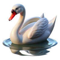 pristine timeless A graceful swan gliding across a still lake, serene morning light, rendered in a soft, romantic style png
