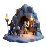 majestic romantic renaissance A group of adventurers exploring a dark and mysterious cave, flickering torchlight, adventurous and gritty style luxury png