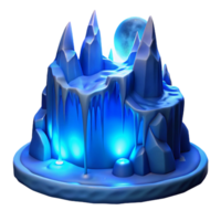 romantic hypnotic A frozen waterfall illuminated by the moonlight, detailed and realistic, with a cold, blue color palette artisan png