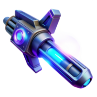 splendid intense geometric A futuristic weapon, sleek design with glowing energy core, illuminated by blue and purple light, in a sci fi style handcrafted png
