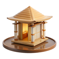 unparalleled avant garde A minimalist Japanese tea house made of bamboo and rice paper, soft diffused light, zen style handcrafted png