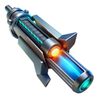 spectacular mid century A futuristic weapon, sleek, metallic design, glowing energy core, dark, moody lighting, sci fi style high resolution png