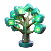 deslumbrante barroco uma bioluminescente árvore com digital folhas exibindo codificado Informação, suave verde iluminação, fantasia estilo estúdio qualidade png