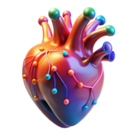 exemplary futuristic A digital rendering of a human heart, glowing with data streams, vibrant and colorful lighting, medical illustration style elite png