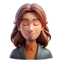 fascinating timeless Portrait of a melancholic musician with long, flowing brown hair, closed eyes, and a serene expression, lit by a single spotlight, in a dreamlike, ethereal style png