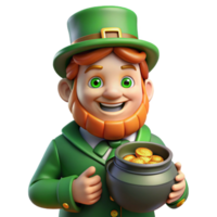 enchanting sought after Portrait of a mischievous leprechaun with a pot of gold, forest lighting, fairytale style png