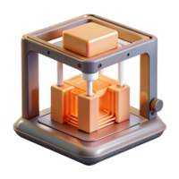 dramatic inspired A 3D printer creating a complex object, intricate layers of material, bright, industrial lighting, realistic style png