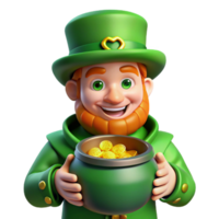 alluring unparalleled Portrait of a mischievous leprechaun with a pot of gold, vibrant green lighting, folklore art style png