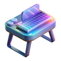 breathtaking peaceful mid century A holographic keyboard projected onto a desk, sleek design, interactive elements, minimalist style handcrafted png