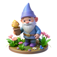 signature vintage A whimsical gnome tending a magical garden filled with glowing flowers, soft, diffused lighting, children s book illustration style top tier png