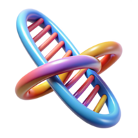 elegant geometric A DNA strand unwinding and reforming, glowing with vibrant colors, in a scientific, microscopic style ultra HD png
